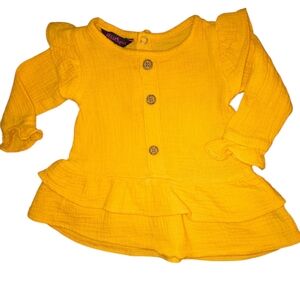 Yellow Ruffle Long Sleeve Baby Dress